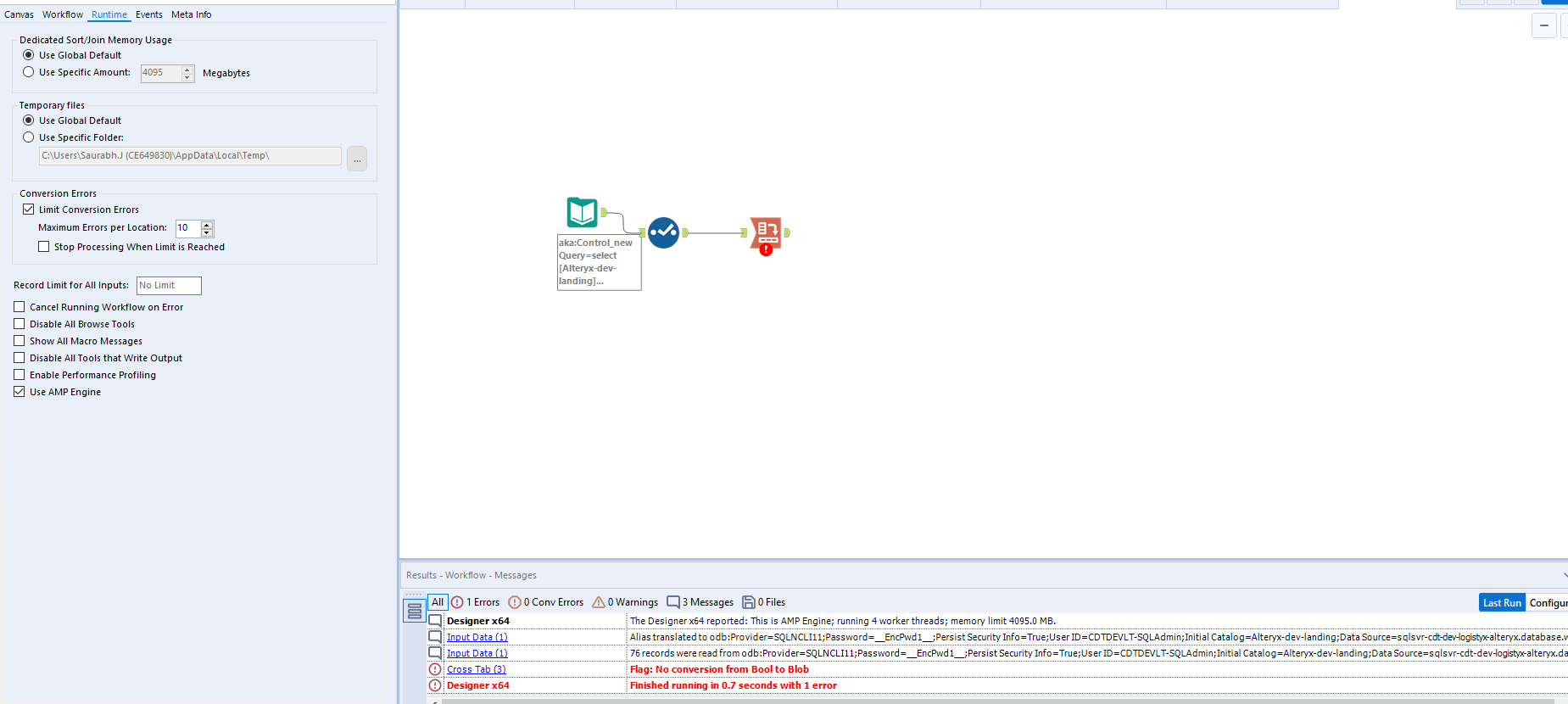 AMP engine does not work with crosstab Alteryx Community